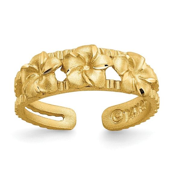 Tropical Plumeria Toe Ring in 14 Karat Gold - Picture 1 of 6